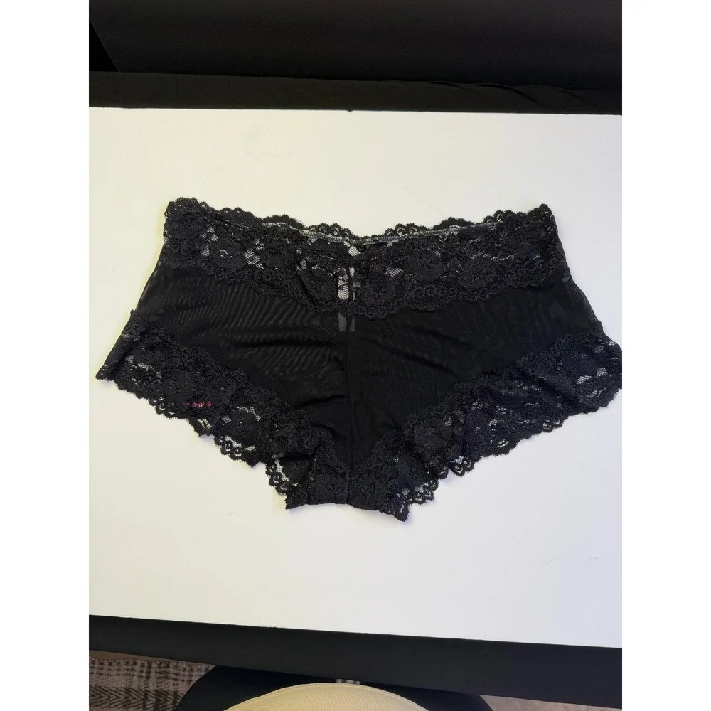 Q-T‎ Intimates Panties 2X Black Lace Mesh Hipster Lingerie NEW Plus Size 5554QTP